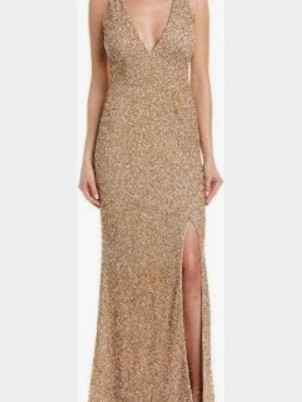 Aidan Mattox Gold Sequin Evening Gown, Size 4